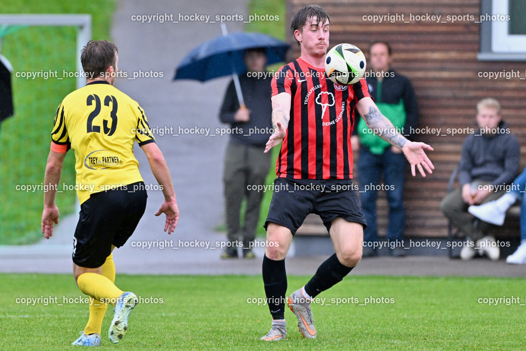 FC Faakersee vs. FC-WR Nussdorf Debant | #23 Roman Adunka FC Faakersee, #14 Dino Zenkovic FCWR Nussdorf Debant, FC Faakersee vs. FC-WR Nussdorf Debant, FC Faakersee vs. FC-WR Nussdorf Debant am 28.09.2024 in Finkenstein (Sportplatz Faakersee), Austria, (Photo by Bernd Stefan)