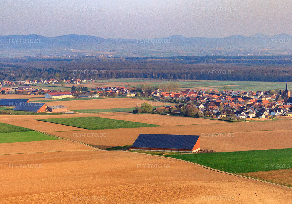 Luftbild: Rue des Violets von Südosten in Schleithal im Bundesland Bas-Rhin in Frankreich. – Foto: IMG_63635.jpg vom 30.03.2014 durch Werner Riehm/FLY-FOTO.de – Auflösung des Originals: 4142 x 2893 px