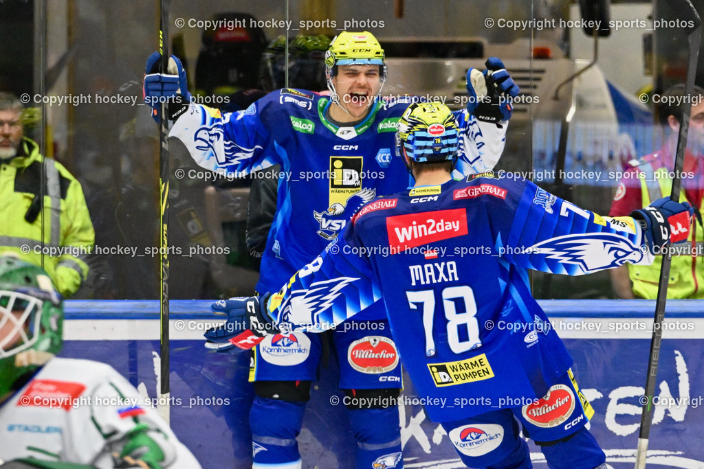 EC IDM Wärmepumpen VSV vs. HKSZ Olimpija 6.11.2022 | #52 Rivett-Mattinen Nicolas, Jubel EC VSV Mannschaft, #78 Maxa Felix