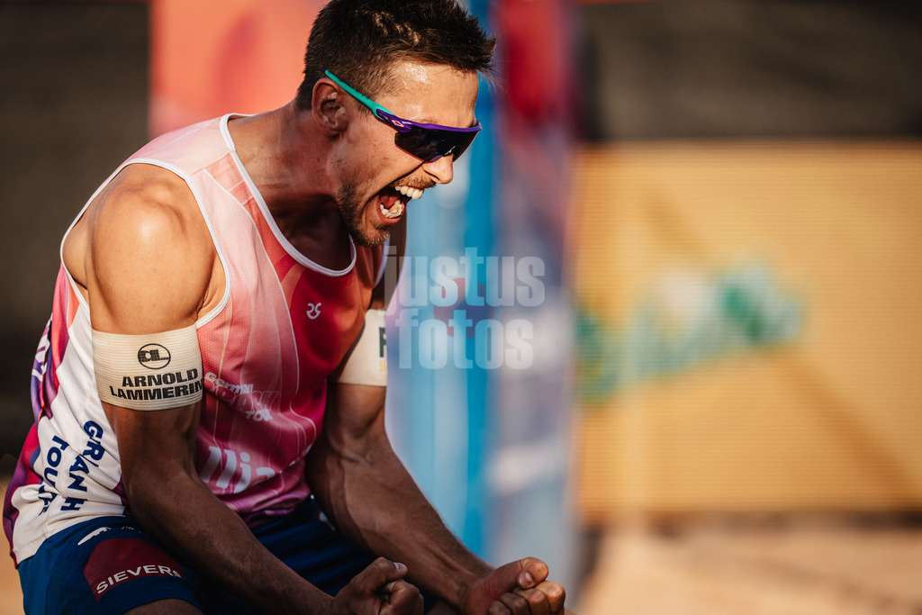 Beachvolleyball | Männer | Allianz German Beach Tour 2025 | Tourstop München | 04.07.2025 | David Poniewaz jubelt