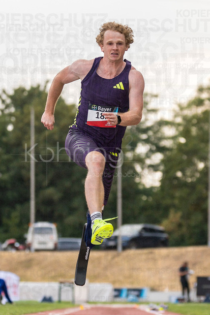 Para Heimspiel 7.0; Leverkusen, 18.07.2026 | LEVERKUSEN, GERMANY - JULY 18, 2026 : Joel De Jong (NED/Niederlande 2) competes in the long jump during the Para Heimspiel 7.0 at Fritz Jacobi Sports Complex on July 18, 2026 in Leverkusen, Germany.