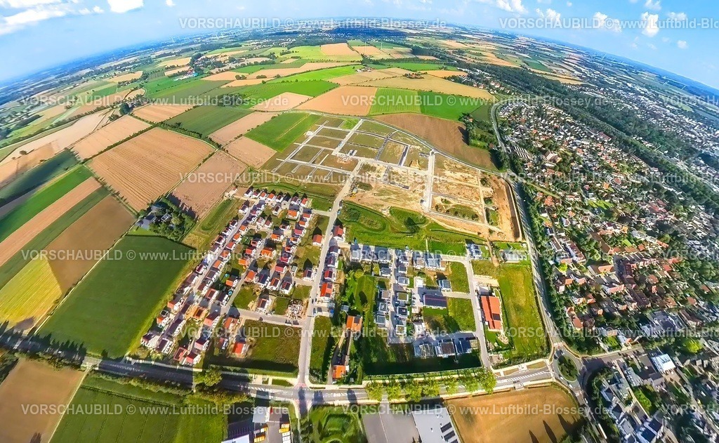 Soest230891041 Neubaugebiet Mersch-topaz | Luftbild, Mersch Neuer Soester Norden Baustelle und Neubaugebiet, Erdkugel, Fisheye Aufnahme, Fischaugen Aufnahme, 360 Grad Aufnahme, tiny world, Walburger, Soest, Ruhrgebiet, Nordrhein-Westfalen, Deutschland