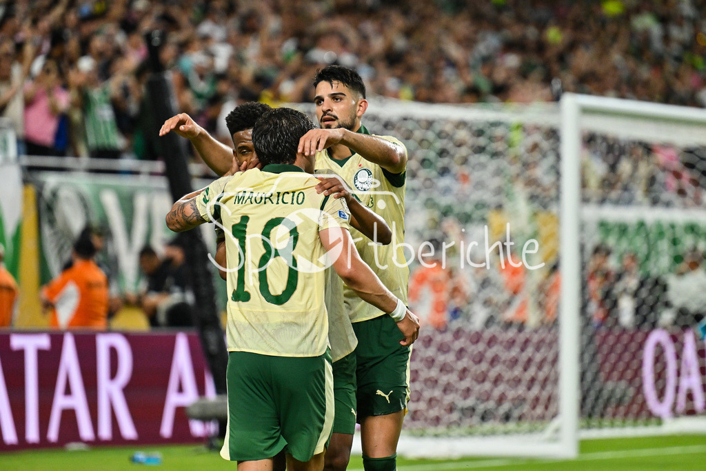 Inter Miami CF - Palmeiras Sao Paulo | Jubel der Brasilieaner nach dem Treffer zum 2-2 Ausgleich durch MAURICIO (Palmeiras 18) / Tor / Torschuetze / Freude / Happy / FIFA Club World Cup: Inter Miami CF - Palmeiras Sao Paulo, Hard Rock Stadium am 23.06.2025 / NOT FOR SALE IN USA