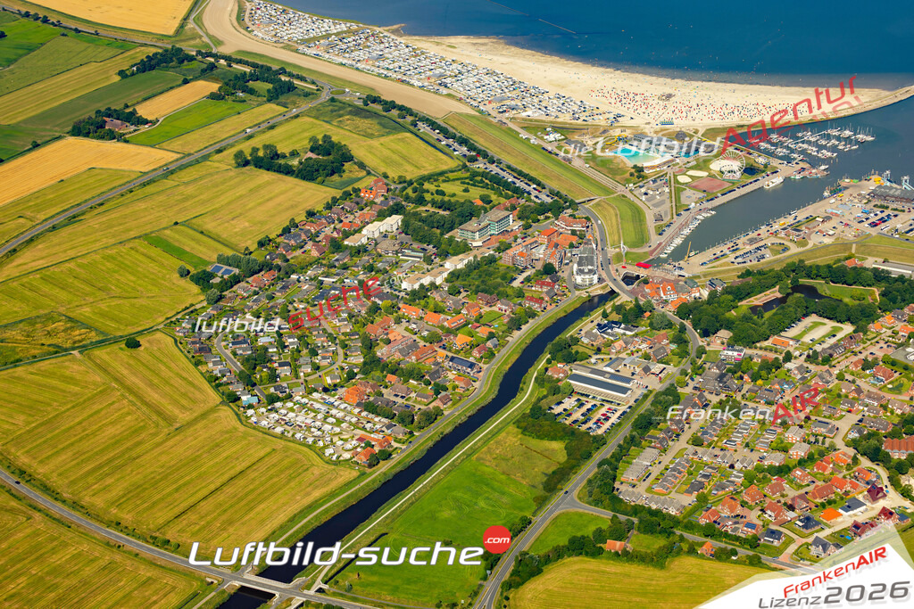 Aktuelles Luftbild von Bensersiel Esens - Die Luftaufnahme wurde 2022 mittels UL-Flugzeug erstellt ( keine Drohne ) - hochauflösende Kamera-Systeme von  Canon -Beste Qualität - Für grossformatige Ausdrucke geeignet. Die Geschenkidee !