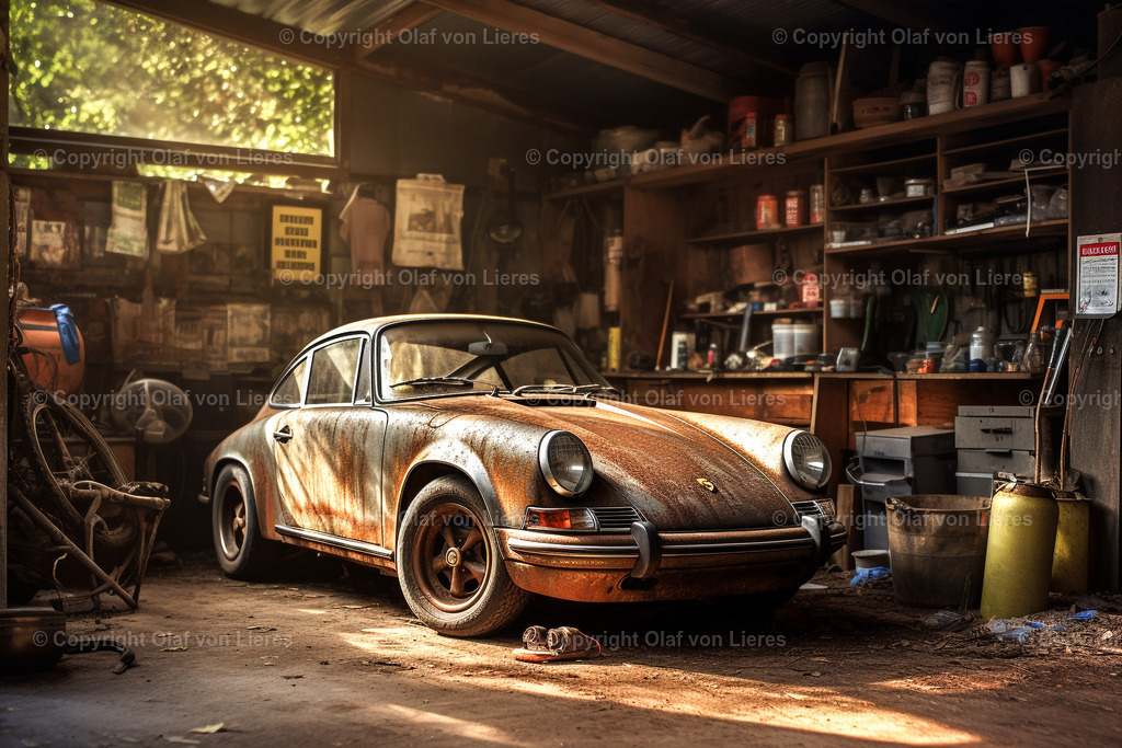 alter Porsche in Garage | alter vergessener Porsche