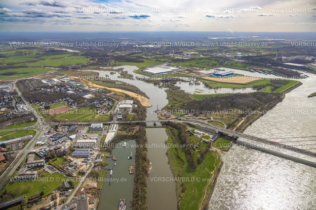 Wesel230300898 | Luftbild, Lippemündungsraum, Brückenbau und neue Straßenführung, Hafen Wesel und Hafen Emelsum, Wesel, Ruhrgebiet, Niederrhein, Nordrhein-Westfalen, Deutschland
