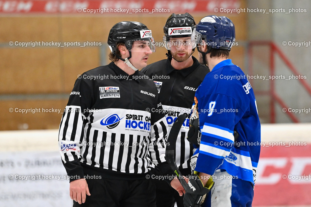 EC Tigers Paternion vs. EC Virgen 12.2.2023 | Wundschek Dominik, OREL Stephan, Referees, #8 Ortner Sandro