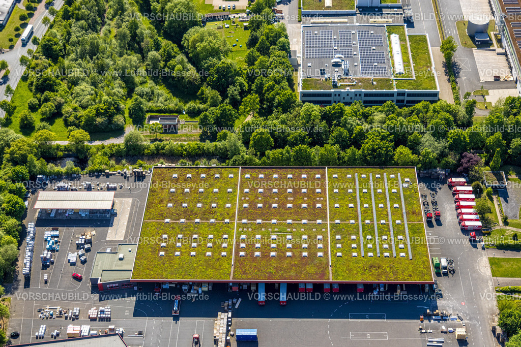 Hamm250500708Druckzentrum_DEX | Luftbild, Dachdeckereinkauf, DEX, Rhynern, Dachbegrünung, Hamm , Ruhrgebiet, Nordrhein-Westfalen, Deutschland