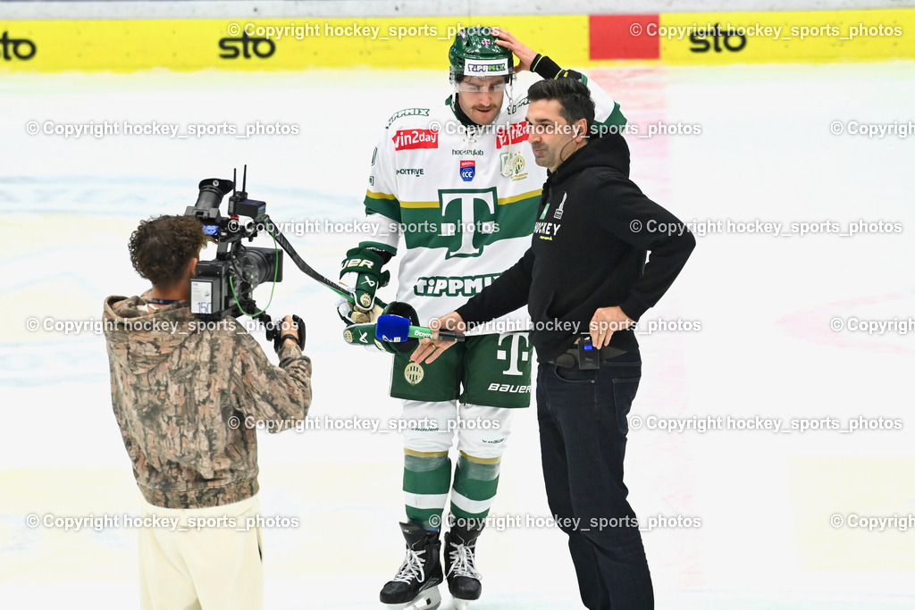 EC IDM WÄRMEPUMPEN VSV vs. FTC-TELEKOM JÉGKORONG | #12 Braeden Shaw FTC-Telekom, Gert Prohaska, EC IDM WÄRMEPUMPEN VSV vs. FTC-TELEKOM JÉGKORONG, EC IDM WÄRMEPUMPEN VSV vs. FTC-TELEKOM JÉGKORONG am 19.10.2025 in Villach (Stadthalle Villach), Austria, (Photo by Bernd Stefan)