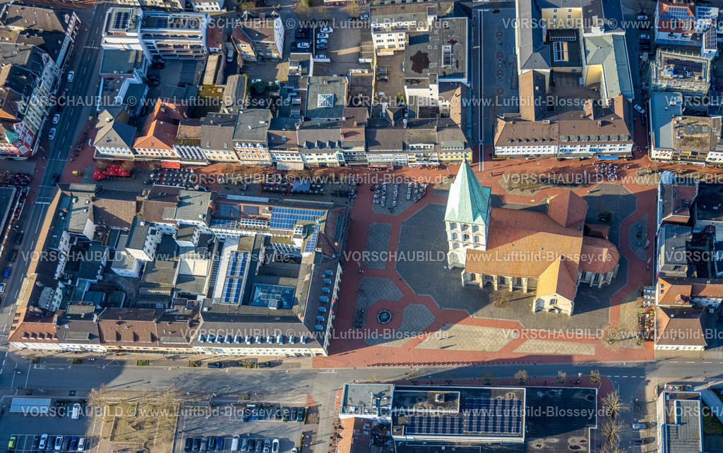 Hamm260203445 | Luftbild, evang. Pauluskirche, Marktplatz und Aussengastronomie in der Fußgängerzone, Mitte, Hamm, Ruhrgebiet, Nordrhein-Westfalen, Deutschland