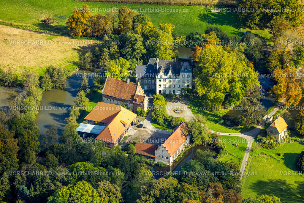Hamm241008750 | Luftbild, Haus Schloss Ermelinghoff, ehemaliges Rittergut, Bockum-Hövel, Hamm, Ruhrgebiet, Nordrhein-Westfalen, Deutschland