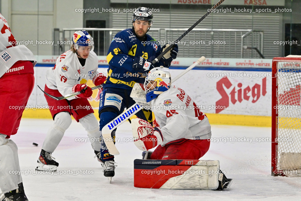 RED BULL HOCKEY JUNIORS vs. EK DIE ZELLER EISBÄREN | #29 Putnik Philip EK DIE ZELLER EISBÄREN, #45 Ankirchner Valentin RED BULL HOCKEY JUNIORS, RED BULL HOCKEY JUNIORS vs. EK DIE ZELLER EISBÄREN, RED BULL HOCKEY JUNIORS vs. EK DIE ZELLER EISBÄREN am 14.01.2025 in Salzburg (Eisarena Salzburg), Austria, (Photo by Bernd Stefan)