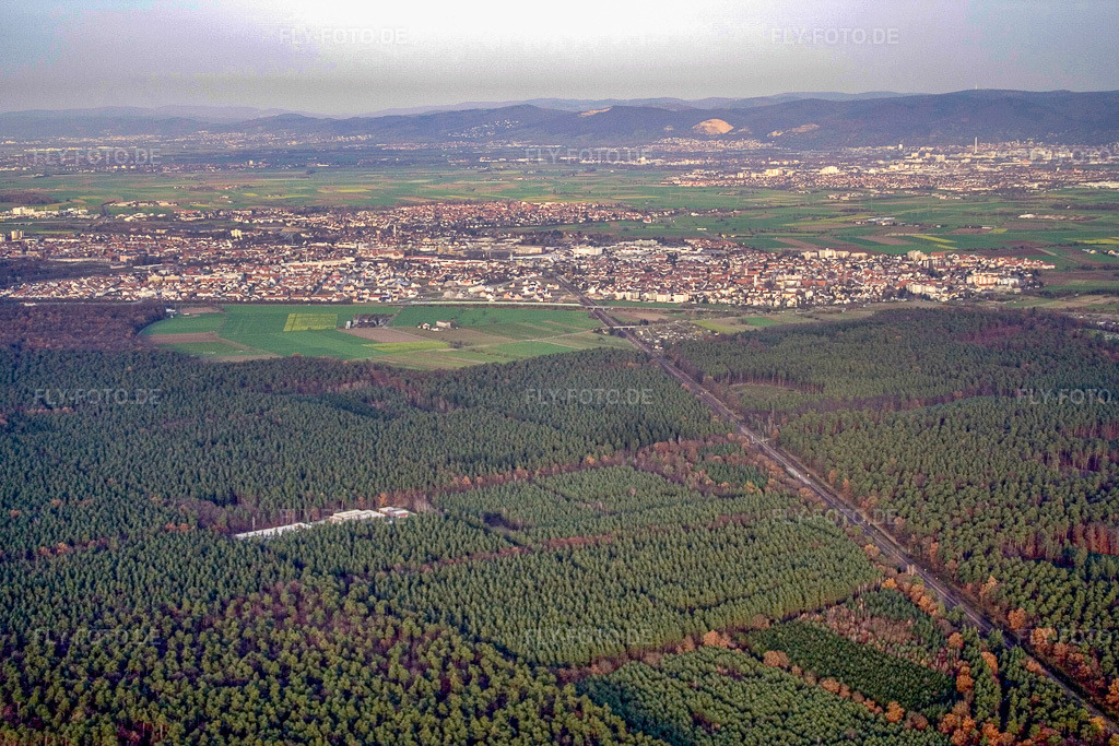 Luftbild: Stadt von Süden in Oftersheim im Bundesland Baden-Württemberg in Deutschland. Foto: IMG_4904.jpg vom 26.11.2006 durch Werner Riehm/FLY-FOTO.de