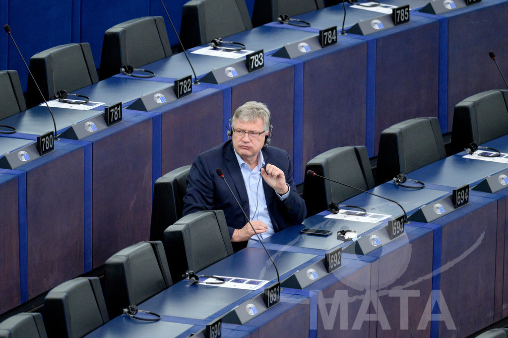 _DWI0220 | Jörg Meuthen (MdEP 2019-2024, Fraktionslos, DE)  bei Wiederaufnahme der letzte Plenarsitzung. Das Europäische Parlament in Straßburg, 22.04.2024
 - Realisiert mit Pictrs.com