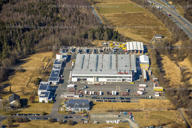 Wenden250307370Huensborn | Luftbild, Gewerbegebiet Hünsborn Süd-West Rheinauer Straße mit WeberHaus GmbH Hünsborn, Wenden, Sauerland, Nordrhein-Westfalen, Deutschland