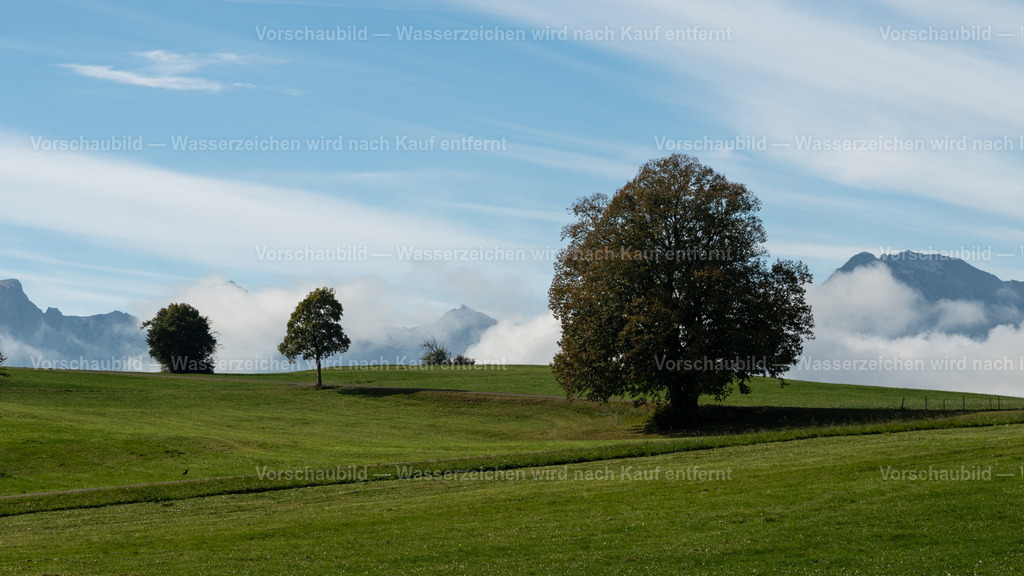Landschaft im Allgäu | Tief hängende Wolken an den Alpen - Realisiert mit Pictrs.com
