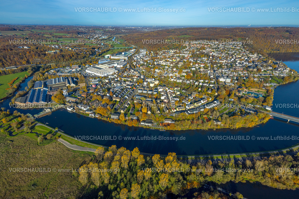 Wetter251103991 | Luftbild, Wohngebiet Ortsansicht Ortsteil Wetter, Ardeygebirge mit Herbstwald, herbstliche Bäume, Wetter, Ruhrgebiet, Nordrhein-Westfalen, Deutschland