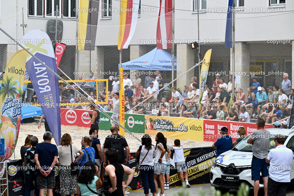 Kärntner Landesmeisterschaft Beach Volleyball | Centrecourt Rathausplatz Villach, Kärntner Landesmeisterschaft Beach Volleyball, Kärntner Landesmeisterschaft Beach Volleyball am 18.08.2024 in Villach (Rathausplatz Villach), Austria, (Photo by Bernd Stefan)