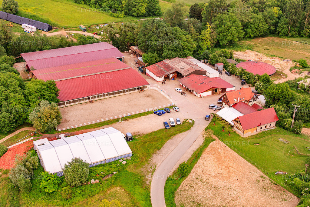 Vue aérienne: Haras de la Née à Mothern dans le département Bas Rhin, France – .Photo: IMG_28750.jpg prise le 14/06/2010 par Werner Riehm/FLY-FOTO.eu – Résolution de l'original: 4752 x 3168 px