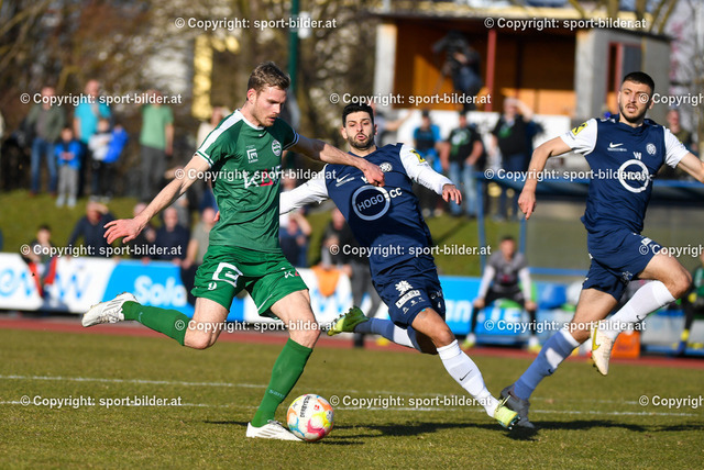 AUT, RLM, WSC Hertha Wels vs DSV Leoben | 18.03.2023, Mauth Stadion Wels, AUT, RLM, WSC Hertha Wels vs DSV Leoben, im Bild Hector Galiano Luna (WSC Hertha), Dejan Kukic (WSC Hertha) vs Thomas Hirschhofer (DSV Leoben)


// Regionalliga Mitte Match between WSC Hertha Wels and DSV Leoben in Wels, Austria on 2023/03/18