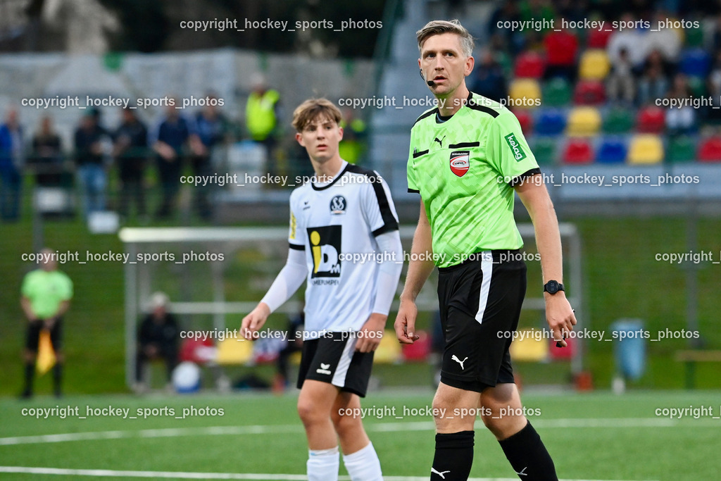 SV Spittal 1921 vs. SV St. Jakob  | #31 Matthias Mitterdorfer SV Spittal, Martin Begusch Referee, SV Spittal 1921 vs. SV St. Jakob , SV Spittal 1921 vs. SV St. Jakob  am 20.09.2024 in Spittal an der Drau (Goldeck Stadion), Austria, (Photo by Bernd Stefan)
