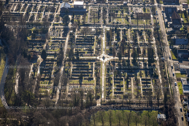 Werne230203337 | Luftbild, Friedhof Südring im Gegenlicht, Werne, Ruhrgebiet, Nordrhein-Westfalen, Deutschland