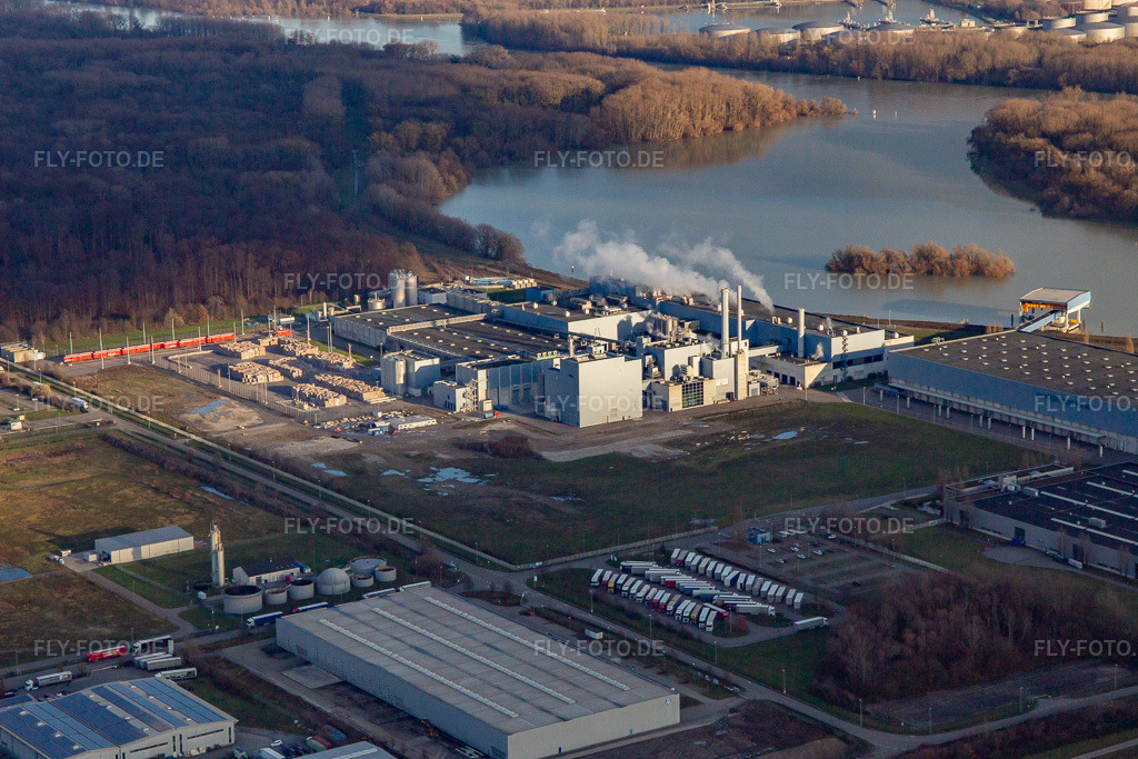 Luftbild: Papierfabrik Palm von Nordwesten in Wörth am Rhein im Bundesland Rheinland-Pfalz in Deutschland. Foto: IMG_139319.jpg vom 16.12.2023 durch Werner Riehm/FLY-FOTO.de