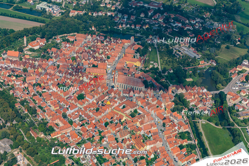 aktuelles Luftbild von  Dinkelsbuehl - Luftaufnahme wurde 2019 von https://frankenair.de mittels Flugzeug (keine Drohne) erstellt.