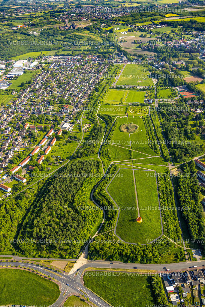 Hamm230506559 | Luftbild, Lippepark Hamm, Halde Schacht Franz, Wohnsiedlung Isenbecker Hof, zwischen Juffernbuschstraße und Albert-Funk-Straße, Stadtbezirk Herringen, Hamm, Ruhrgebiet, Nordrhein-Westfalen, Deutschland