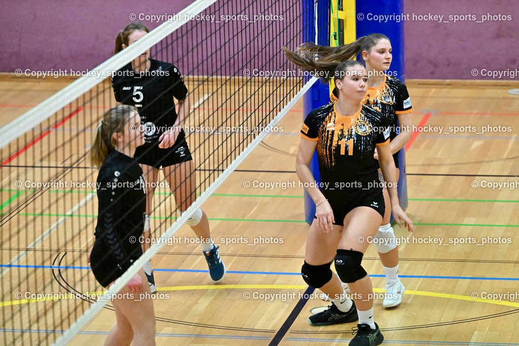 ASKÖ Volley Eagles Villach vs. VC Hausmannstätten | #11 Ilvie HOFER ASKÖ Volley Eagles Villach, #10 СЕНІС Еlwira ASKÖ Volley Eagles Villach, #5 RAUCH Julia VC Hausmannstätten, #10 MAROLD-ORTNER Nicole VC Hausmannstätten, ASKÖ Volley Eagles Villach vs. VC Hausmannstätten, ASKÖ Volley Eagles Villach vs. VC Hausmannstätten am 01.02.2025 in Villach (Ballspielhalle Lind), Austria, (Photo by Bernd Stefan)