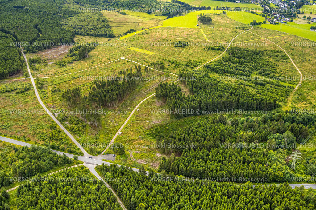 Erndtebrueck240709665 | Luftbild, Waldgebiet mit Waldschäden bei Leimstruth, Blick zum Ortsteil Schameder, Erndtebrück, Kreis Siegen-Wittgenstein, Nordrhein-Westfalen, Deutschland