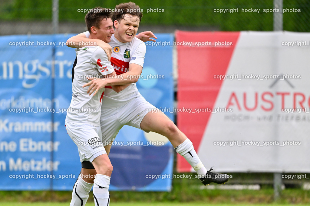 FC ASKÖ Gmünd vs. Rapid Lienz  | Jubel Rapid Lienz, #8 Lukas Schrott Rapid Lienz, #18 Oliver Gomig Rapid Lienz, FC ASKÖ Gmünd vs. Rapid Lienz , FC ASKÖ Gmünd vs. Rapid Lienz  am 02.06.2024 in Gmünd (Sportplatz Gmünd), Austria, (Photo by Bernd Stefan)