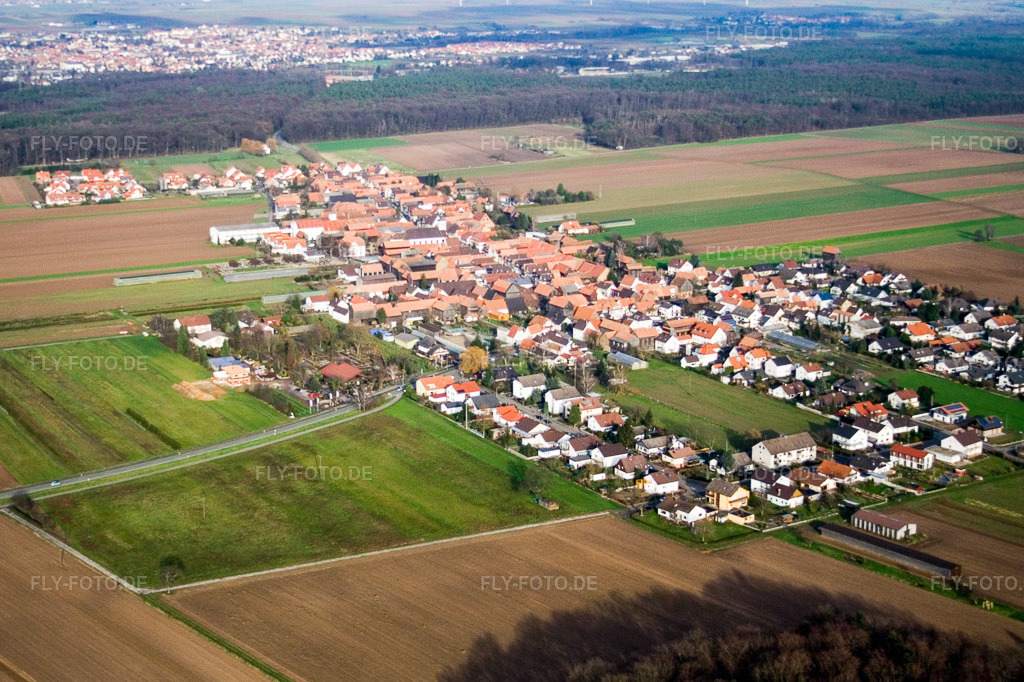 Luftbild: Hayna von Südwesten im Ortsteil Hayna in Herxheim im Bundesland Rheinland-Pfalz in Deutschland. Foto: IMG_5018.jpg vom 17.12.2006 durch Werner Riehm/FLY-FOTO.de