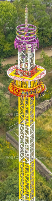 Herne220803875CrangerKirmes |  Luftbild, Cranger Kirmes in Herne-Crange, gut 50 Fahrgeschäfte laden auf das größte Volksfest in NRW ein, Unser Fritz, Herne, Ruhrgebiet, Nordrhein-Westfalen, Deutschland