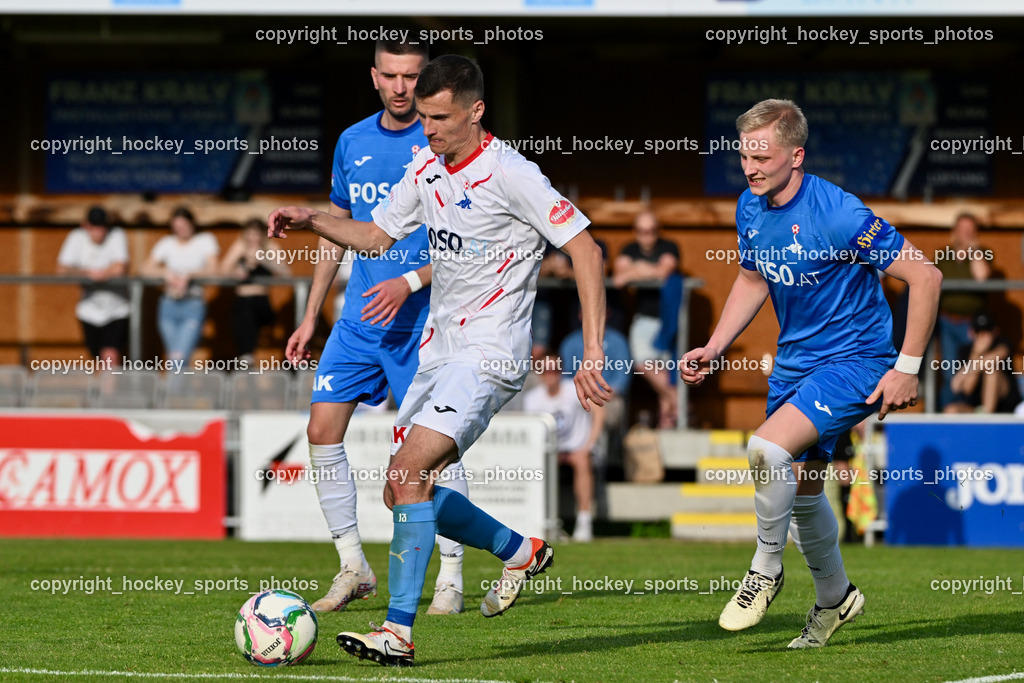 SAK Klagenfurt vs. SVG Bleiburg | #7 Hrvoie Jakovljevic SAK, #5 Aljaz Storman SVG Bleiburg, #6 Toni Dullnig SAK, SAK Klagenfurt vs. SVG Bleiburg, SAK Klagenfurt vs. SVG Bleiburg am 11.05.2024 in Klagenfurt (Sportpark Welzenegg), Austria, (Photo by Bernd Stefan)