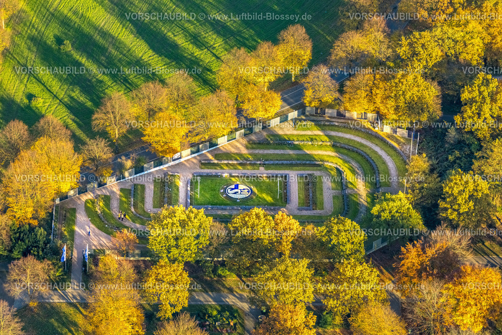 HB-Gelsenkirchen251103403schalke | Luftbild, Schalke-FanFeld auf dem Friedhof Beckhausen-Sutum, Beckhausen, Gelsenkirchen, Ruhrgebiet, Nordrhein-Westfalen, Deutschland
