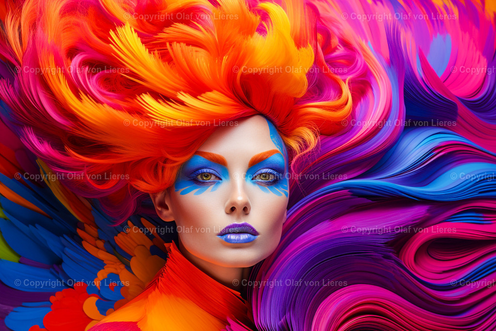 leuchtende Farben als Wandbild | Frisuren mit leuchtenden Farben