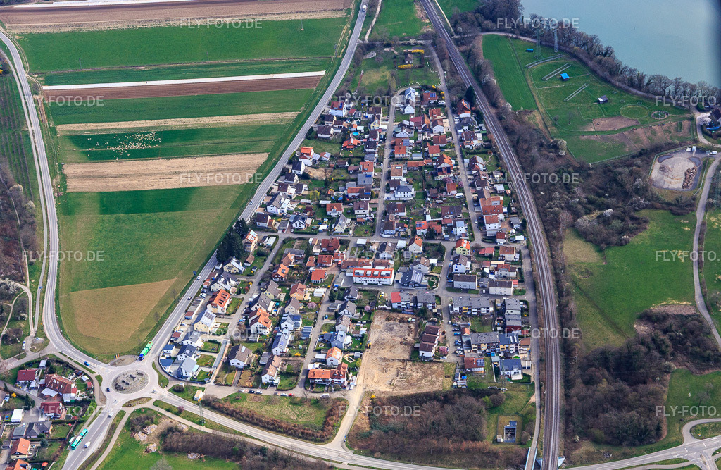 Ortsteil Im Stück aus Westen | Luftbild: Ortsteil Im Stück aus Westen in Grenzach-Wyhlen im Bundesland Baden-Württemberg in Deutschland. Foto: IMG_120230.jpg vom 17.03.2020 durch Werner Riehm/FLY-FOTO.de - Realisiert mit Pictrs.com