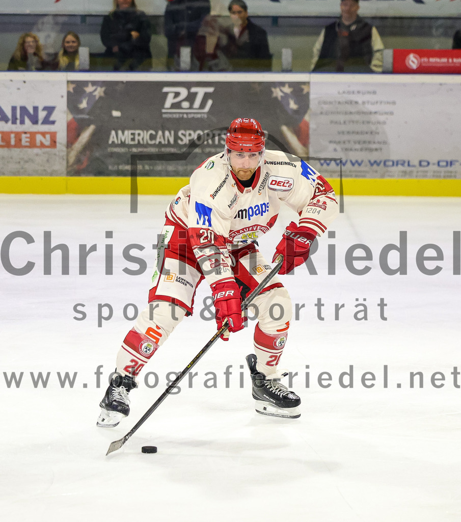 2025-09-12_173_TSV_Erding_gegen_EV_Landshut | Erding, Deutschland, 12.09.2025:Eishockey, Oberliga Süd 2025 / 2026, Testspiel, TSV Erding gegen EV Landshut, Endergebnis: 4:6Yannick Wenzel (EV Landshut, #20)Foto: Christian Riedel / fotografie-riedel.net