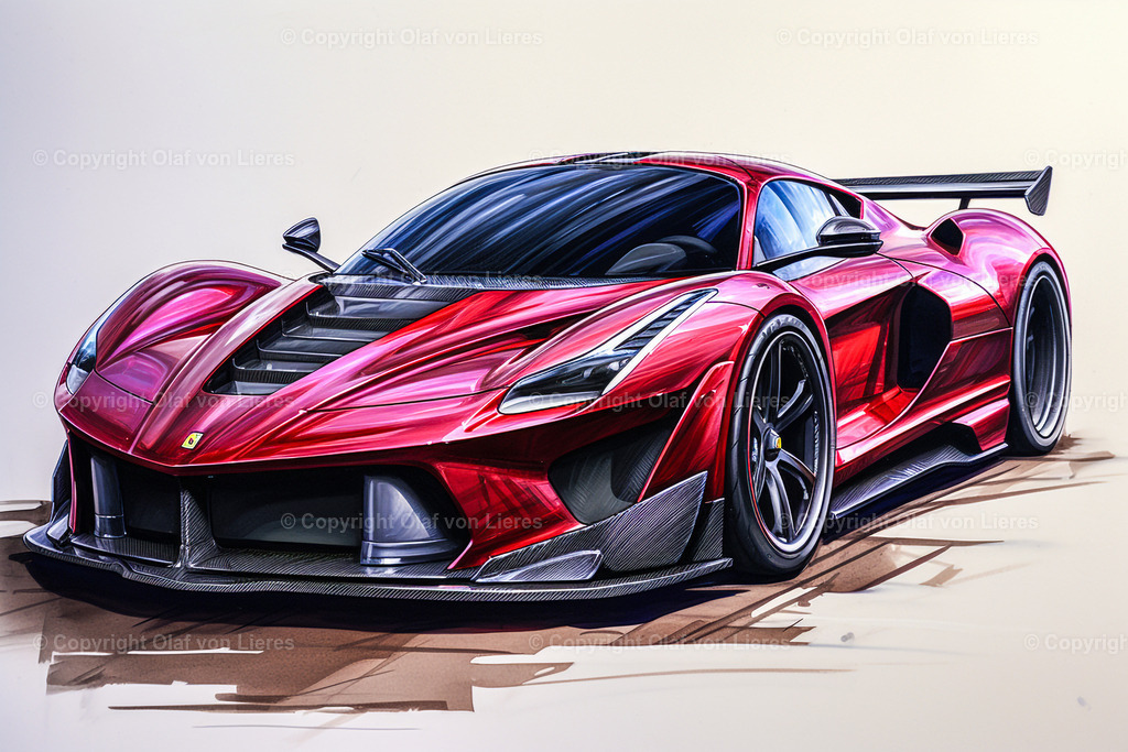 roter Sportwagen gemalt | Supercar in rot