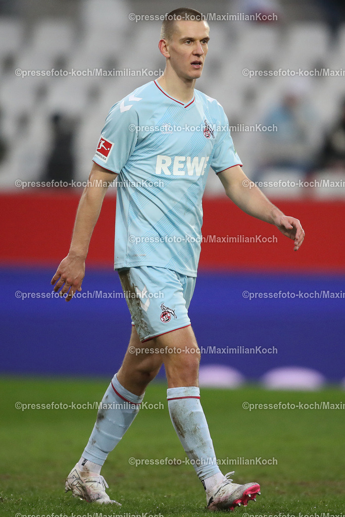 RWE06012402145 | 06.01.2024, Essen, Fußball, Herren, Stadion an der Hafenstraße, Testspiel, Rot-Weiss Essen – 1. FC Köln:  Florian Dietz (1.FC Köln). 
DFB regulations prohibit any use of photographs as image sequences and or quasi-video.