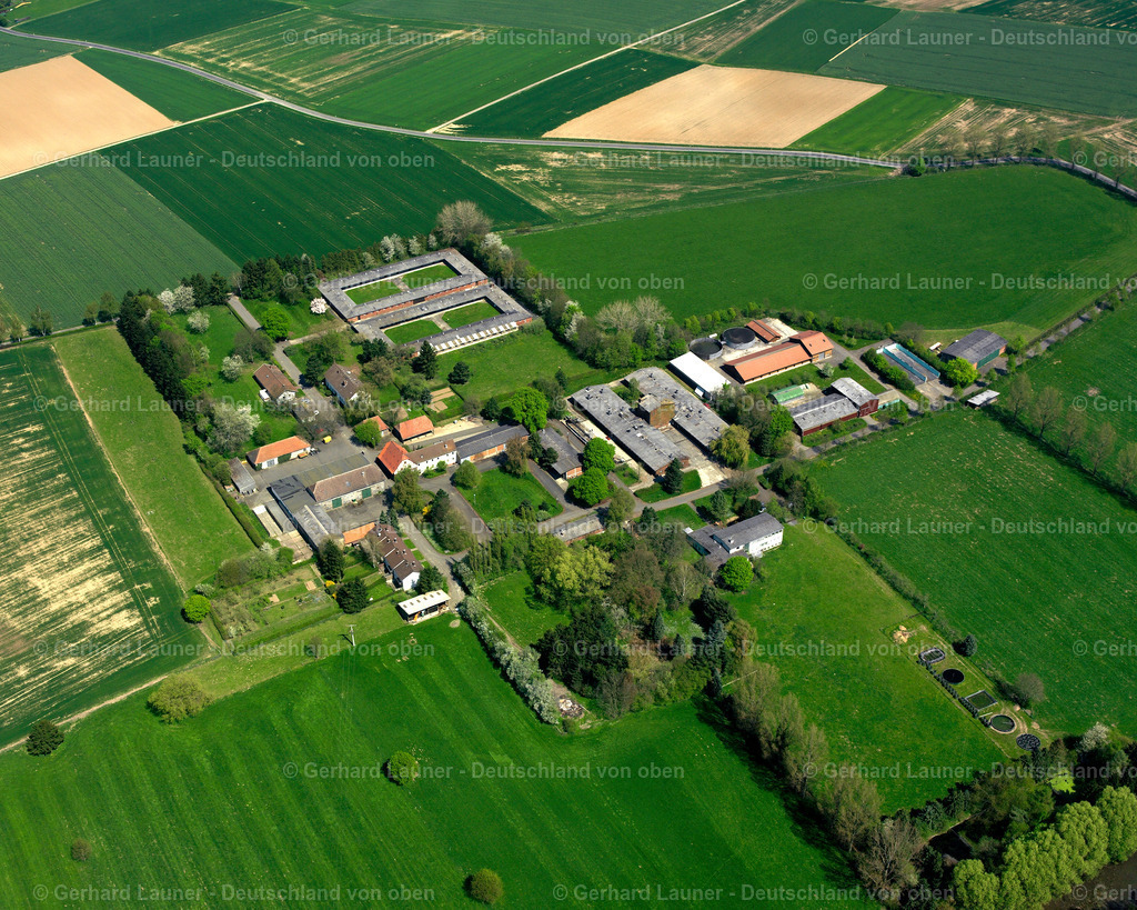 2615011 | NEU-ULRICHSTEIN 07.06.2006 Landwirtschaftliche Nutzflächen und Feldgrenzen  umsäumen das Siedlungsgebiet des Dorfes in Neu-Ulrichstein im Bundesland Hessen, Deutschland // Agricultural land and field boundaries surround the settlement area of the village  in Neu-Ulrichstein in the state Hesse, Germany Foto: Gerhard Launer