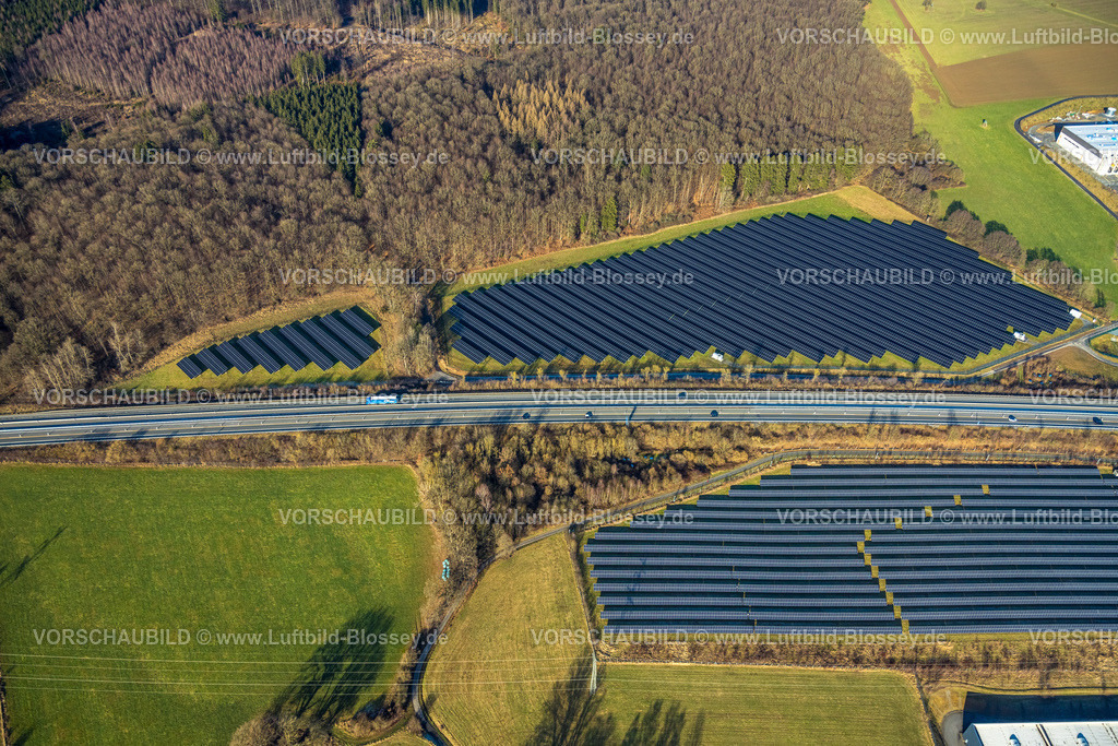 Meschede260104194 | Luftbild, Solarpark Enste, Solarstromanlage, Wennemen, Meschede, Sauerland, Nordrhein-Westfalen, Deutschland