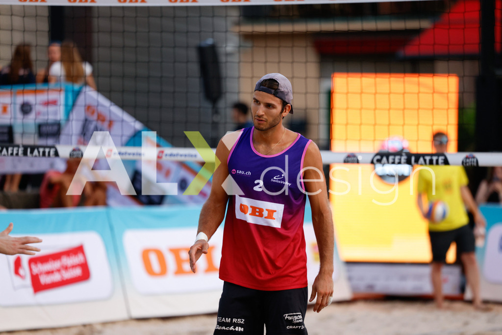 Obi BeachTour 2026 - Basel | BASEL, SWITZERLAND - JULY 17: GAÉTAN JAUFFRET (SUI) during the Obi BeachTour 2026 match between HAGENBUCH / HAUSSENER (SUI) and BORTOLUZZI / JAUFFRET (SUI) at Barfüsserplatz on July 17, 2026 in Basel, Switzerland. - Realisiert mit Pictrs.com