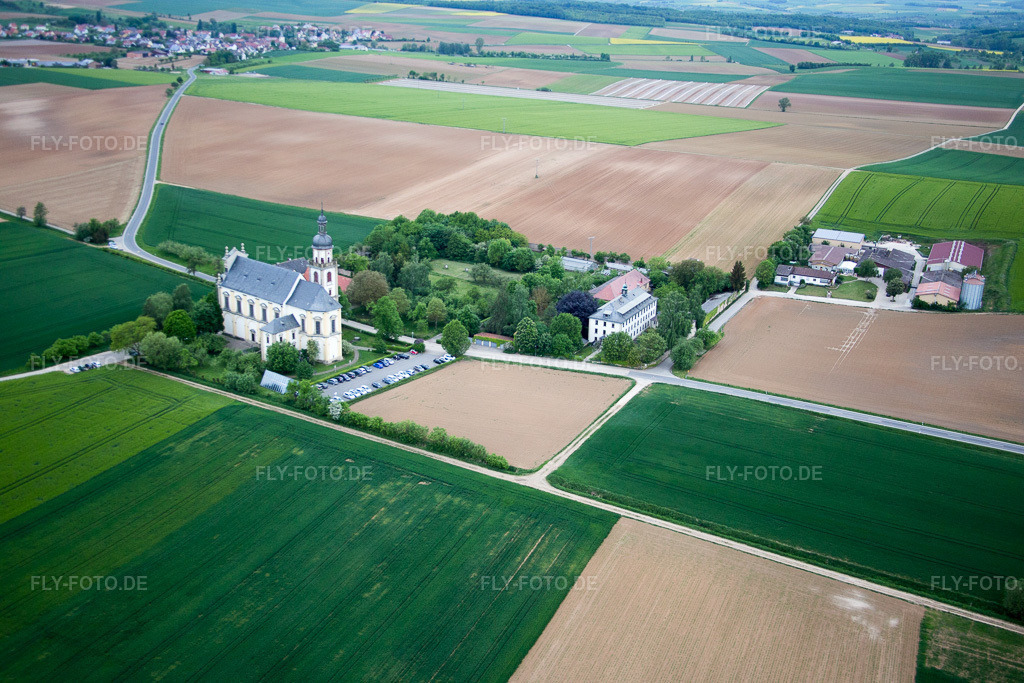 Luftbild: Fährbrück, Wallfahrtskirche in Hausen bei Würzburg im Bundesland Bayern in Deutschland. Foto: IMG_078837.jpg vom 14.05.2015 durch Werner Riehm/FLY-FOTO.de