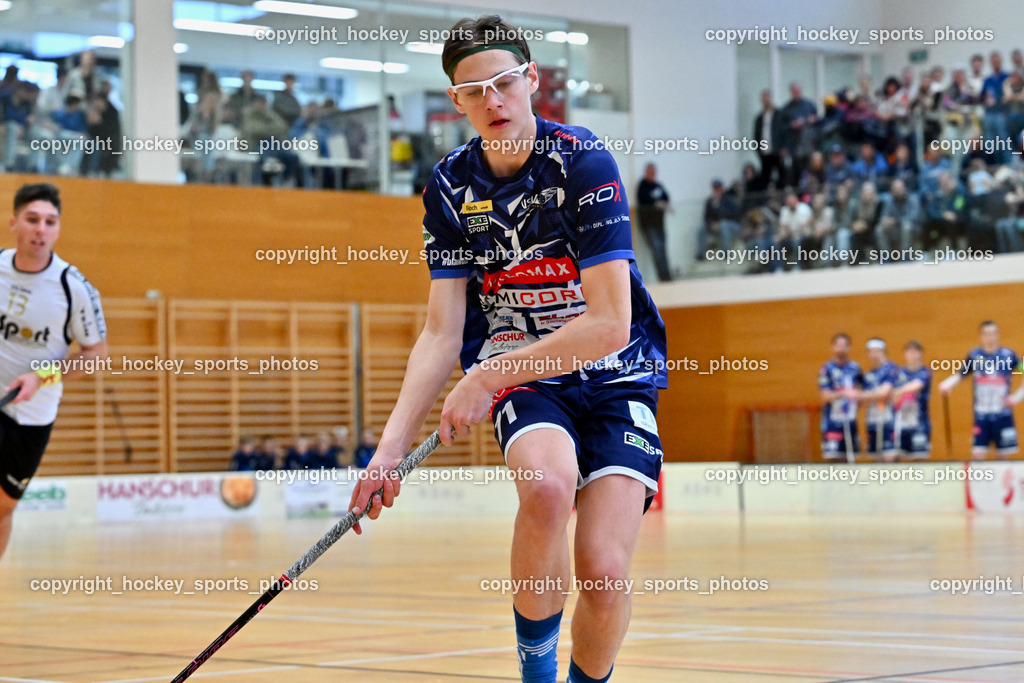 FBK Loka vs. VSV Unihockey | #71 Leon Widnig VSV Unihockey, FBK Loka vs. VSV Unihockey, FBK Loka vs. VSV Unihockey am 23.03.2025 in Villach (Ballspielhalle St. Martin), Austria, (Photo by Bernd Stefan)