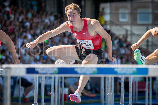 Multisport Event; Ratingen, 28.06.2026 | RATINGEN, GERMANY - JUNE 28, 2026 : Moritz Bartko (GER / Germany) competing in the decathlon’s 11om hurdles during the Multisport Event at Stadion Ratingen on June 28, 2026 in Ratingen, Germany.