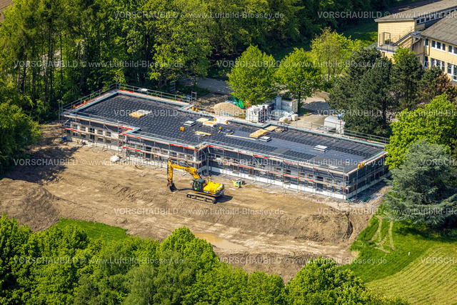 Wetter230502938 | Luftbild, Baustelle und Neubau Kindergarten Am Grünewald, Grundschöttel, Wetter, Ruhrgebiet, Nordrhein-Westfalen, Deutschland