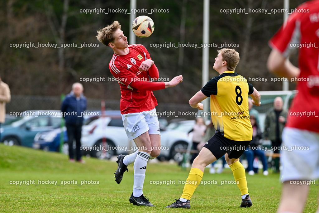 SV Arnoldstein vs. FC Union Sillian-Heinfels | #20 Marco Ortner FC Sillian, #8 Ruairidh James Johnson SV Arnoldstein, SV Arnoldstein vs. FC Union Sillian-Heinfels, SV Arnoldstein vs. FC Union Sillian-Heinfels am 29.03.2026 in Arnoldstein (Waldparkstadion Arnoldstein), Austria, (Photo by Bernd Stefan)