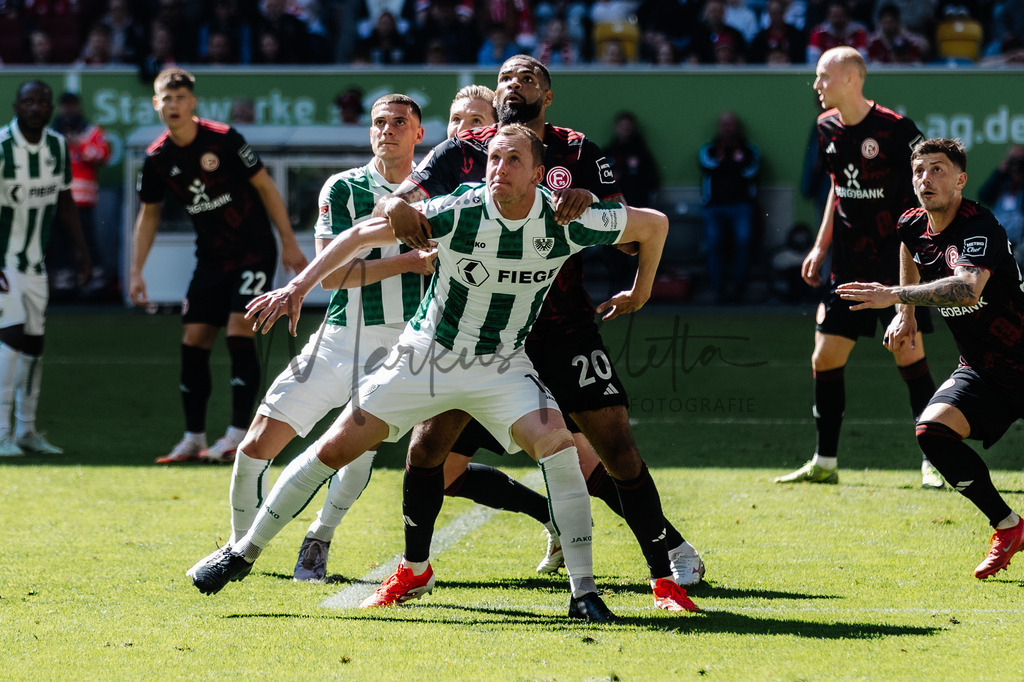 2. Bundesliga, Saison 2024/25, 28. Spieltag: Fortuna Düsseldorf - SC Preußen Münster | Düsseldorf, 05.04.2025: 2. Bundesliga, 28. Spieltag, Fortuna Düsseldorf gegen SC Preußen Münster in der Merkur Spiel-Arena in Düsseldorf. Foto: sportfotografie.ms | Markus Paletta - Realisiert mit Pictrs.com